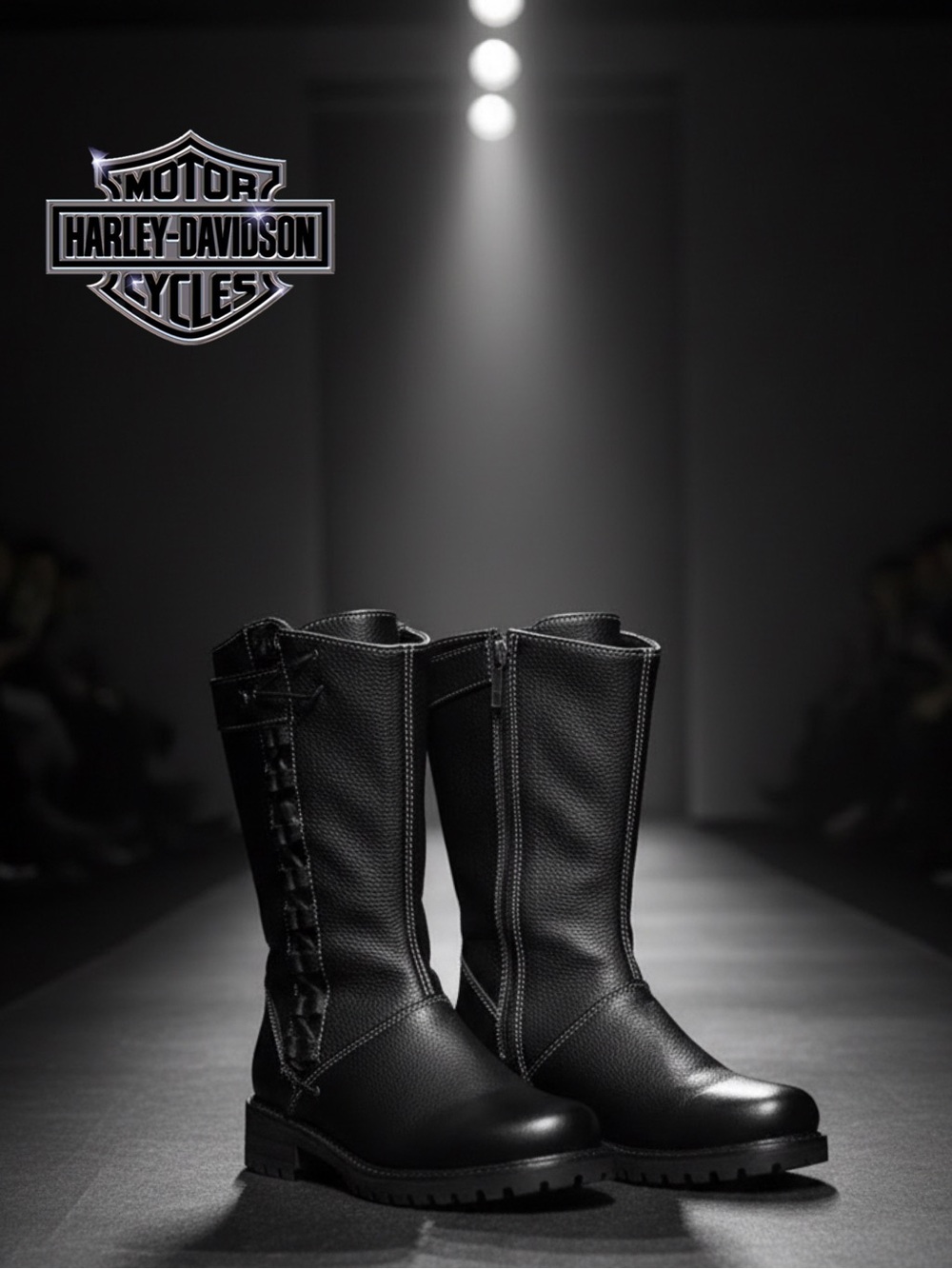 Harley-Davidson MELIA Black Leather Motorcycle Boots